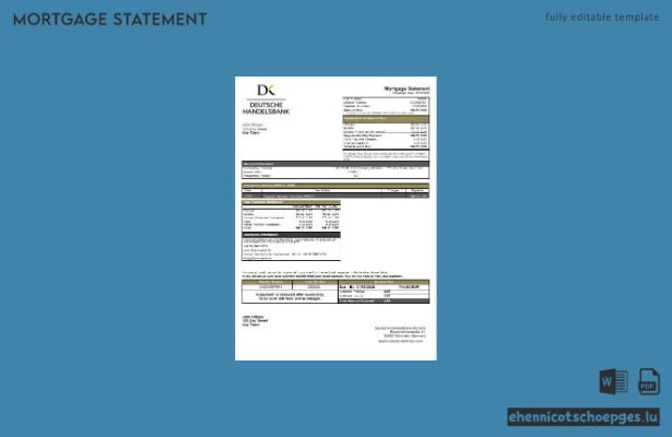 Germany Deutsche Handelsbank AG bank mortgage statement sample preview